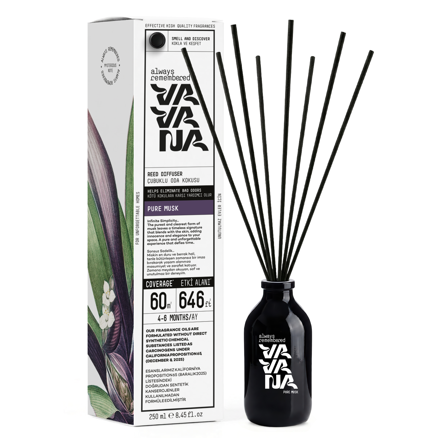VAVANA Çubuklu Oda Kokusu 250ml - Pure Musk