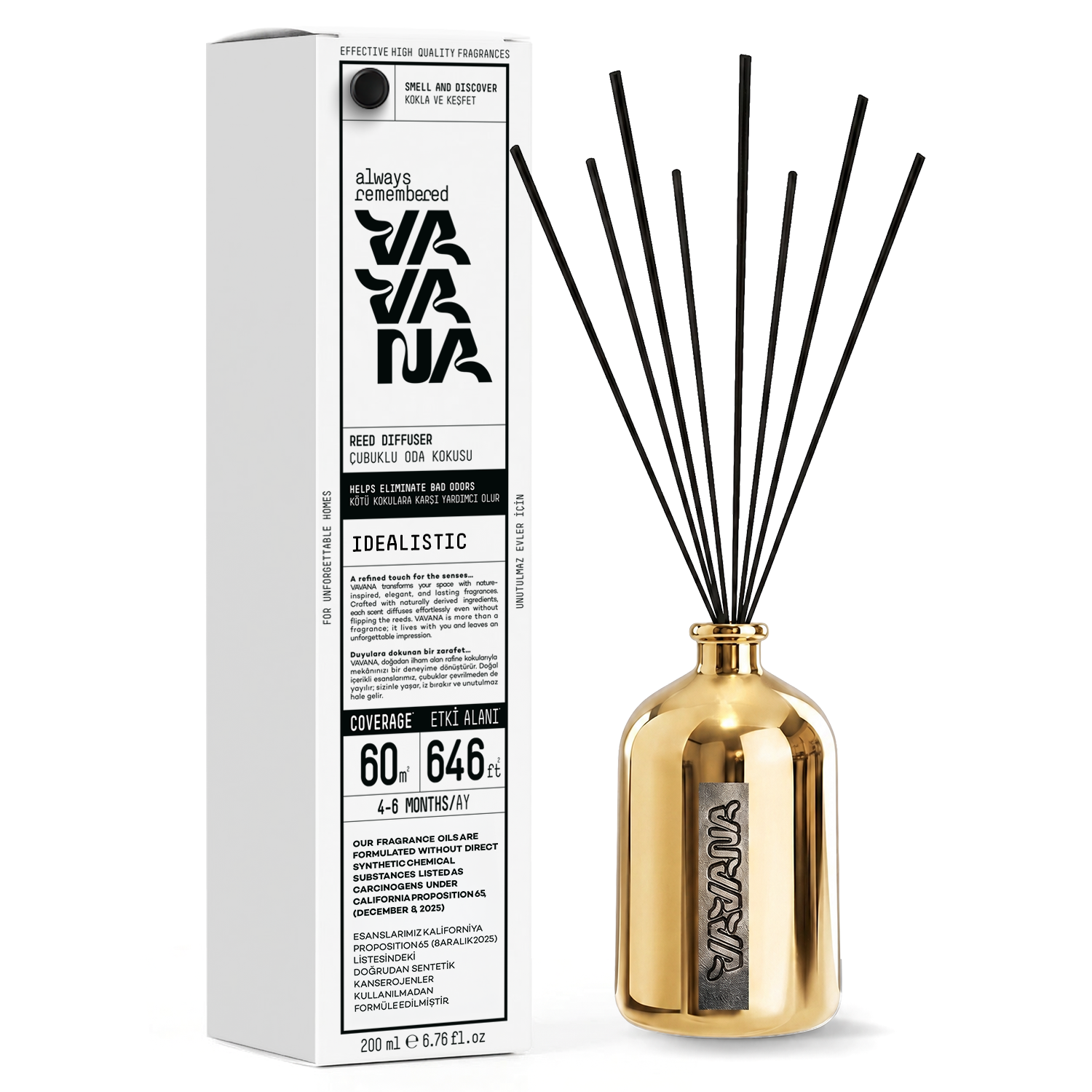 VAVANA Çubuklu Oda Kokusu 200ml - Musky Amber
