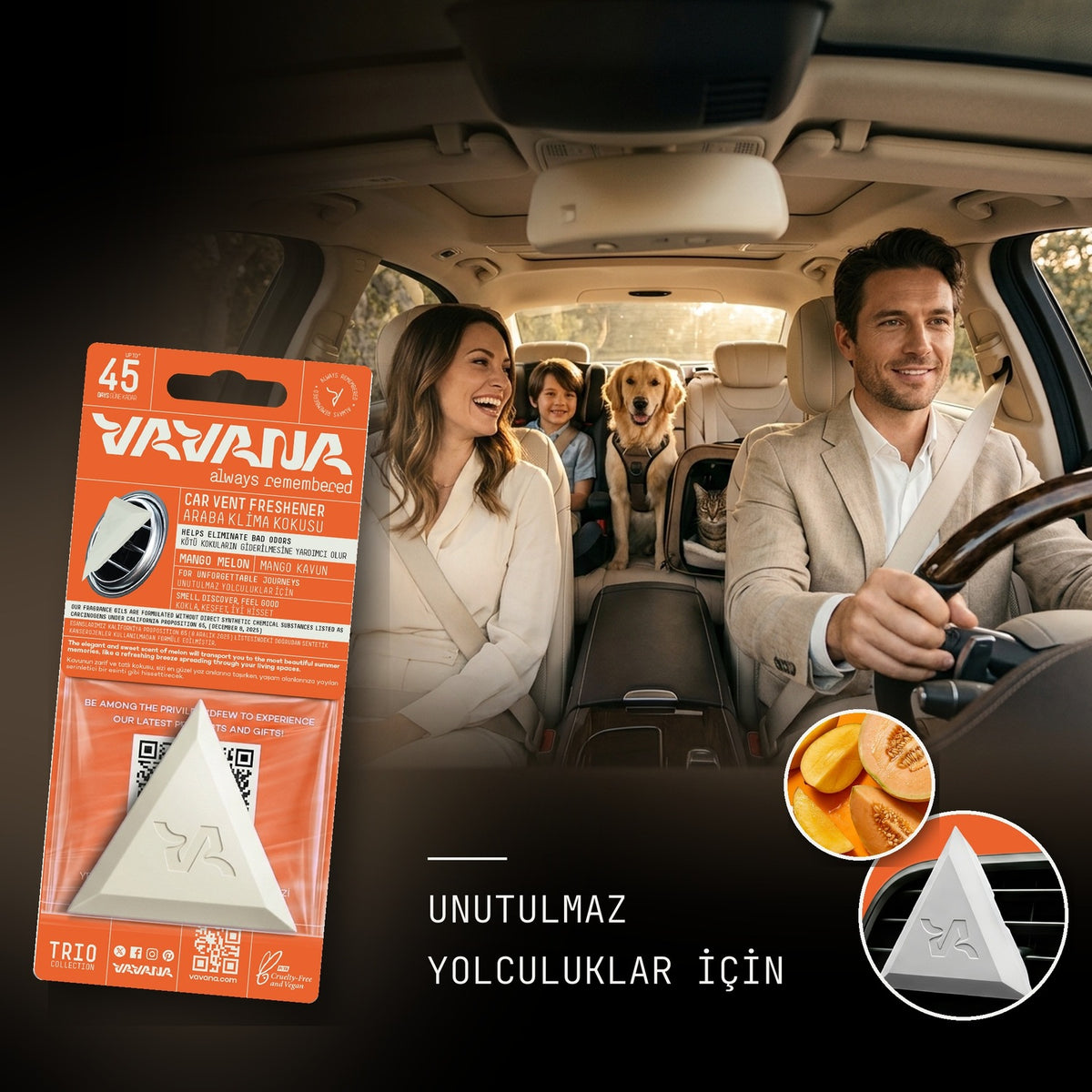 Trıo Oto Kokusu 2'li Set - Mango & Kavun - Lavanta